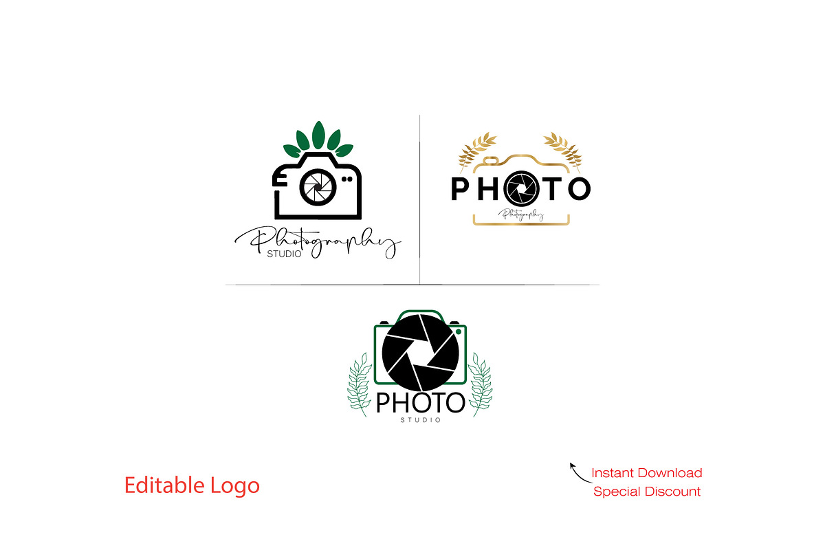 Modern Photo Studio Logo Bundle, a Branding & Logo Template by YUDesignStore (Photo 1 of 5)
