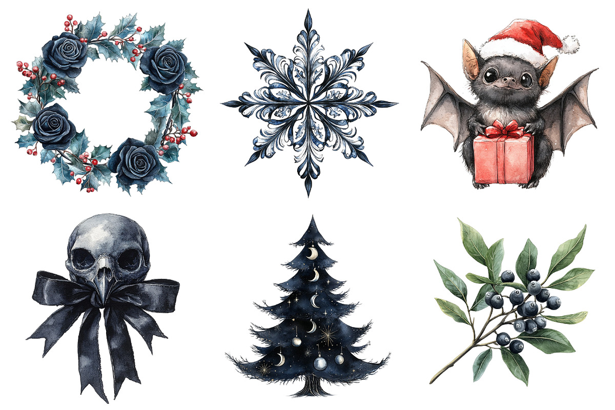 Mystical Gothic Christmas Clipart, an Illustration by Daily.Designs (Photo 3 of 4)