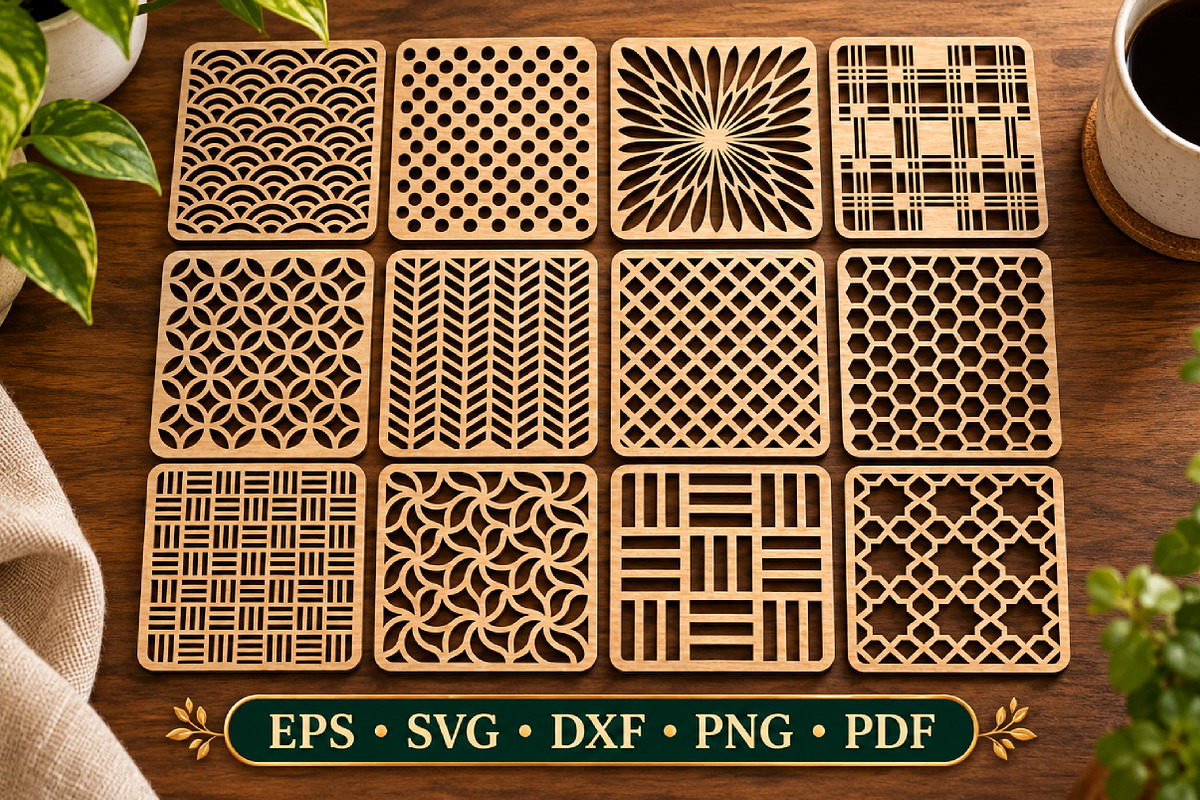 Square Coasters SVG Bundle, an Object Graphic by Libby Wishes (Photo 3 of 3)