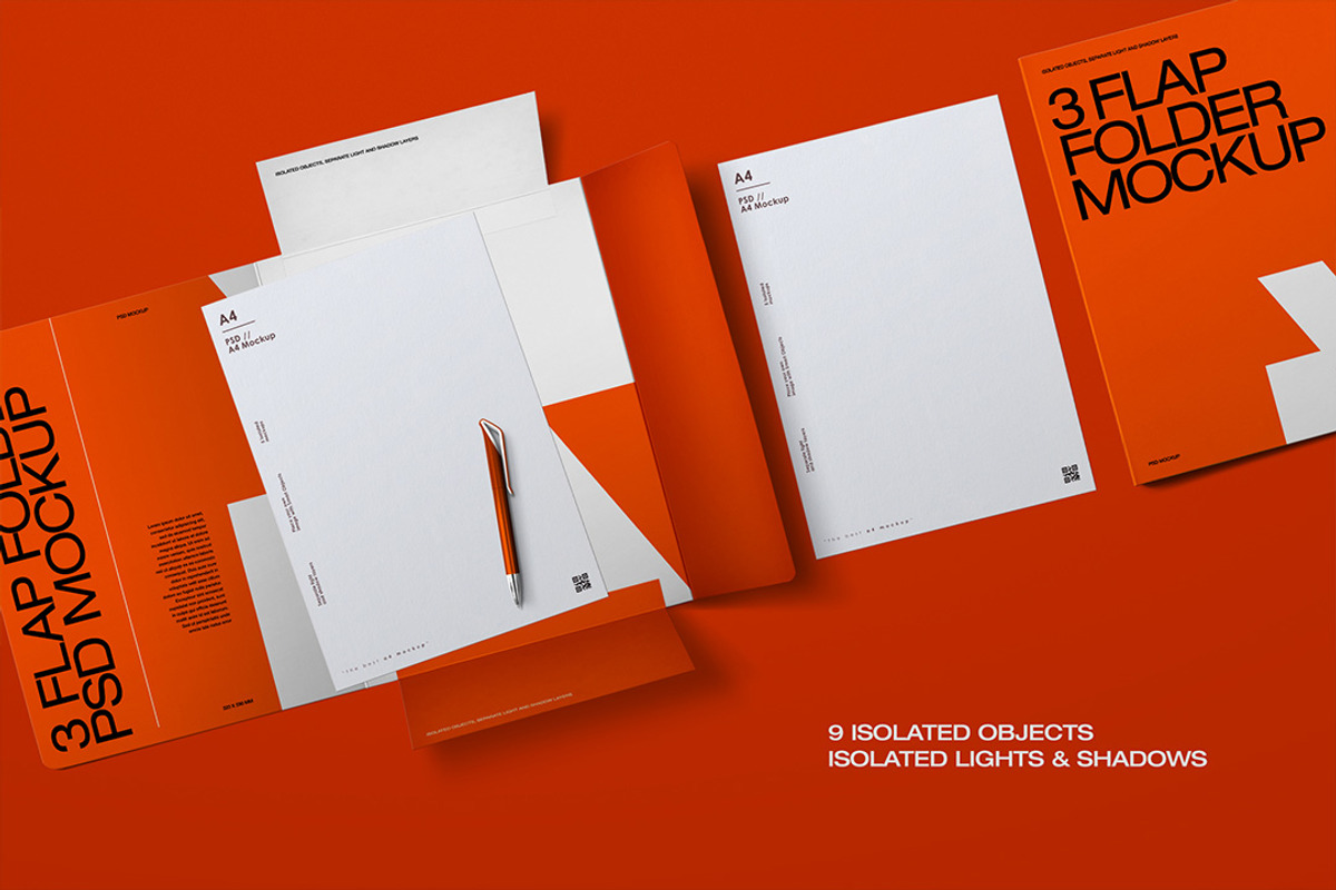 3 Flap Folder Mockup Set (9 Objects), a Mockup by Avelina Studio (Photo 2 of 3)