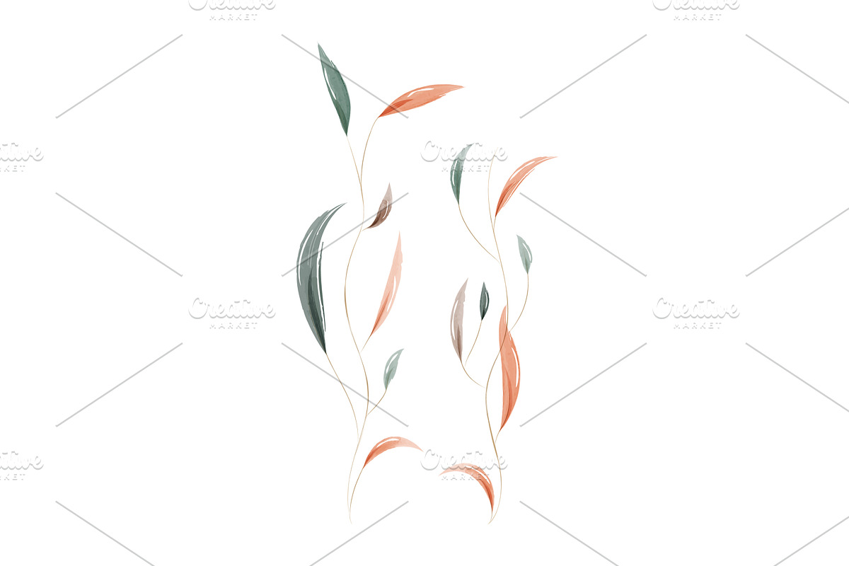 Soft watercolor botanical leaves, an Illustration by okskukuruza
