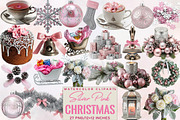 Watercolor Silver Pink Christmas Cli, an Illustration by SVGArt (Thumbnail 1 of 8)