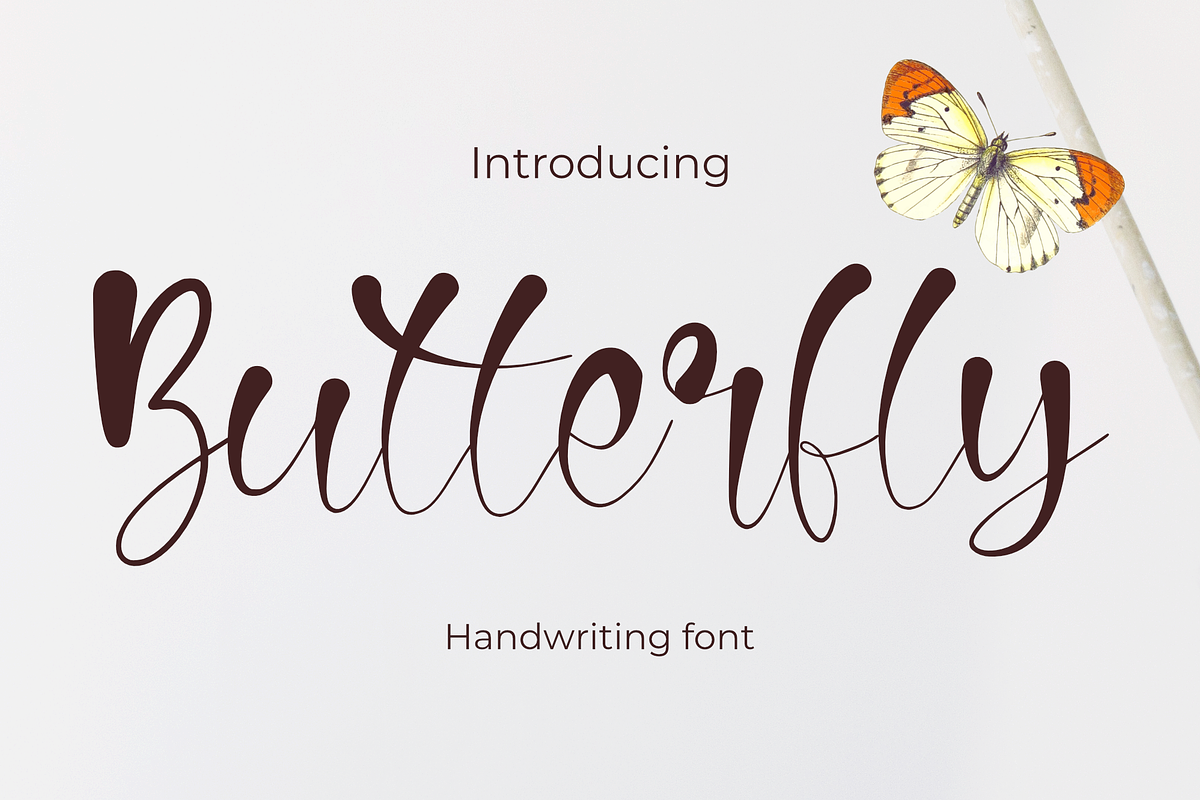Butterfly, a Script Font by cocodesign