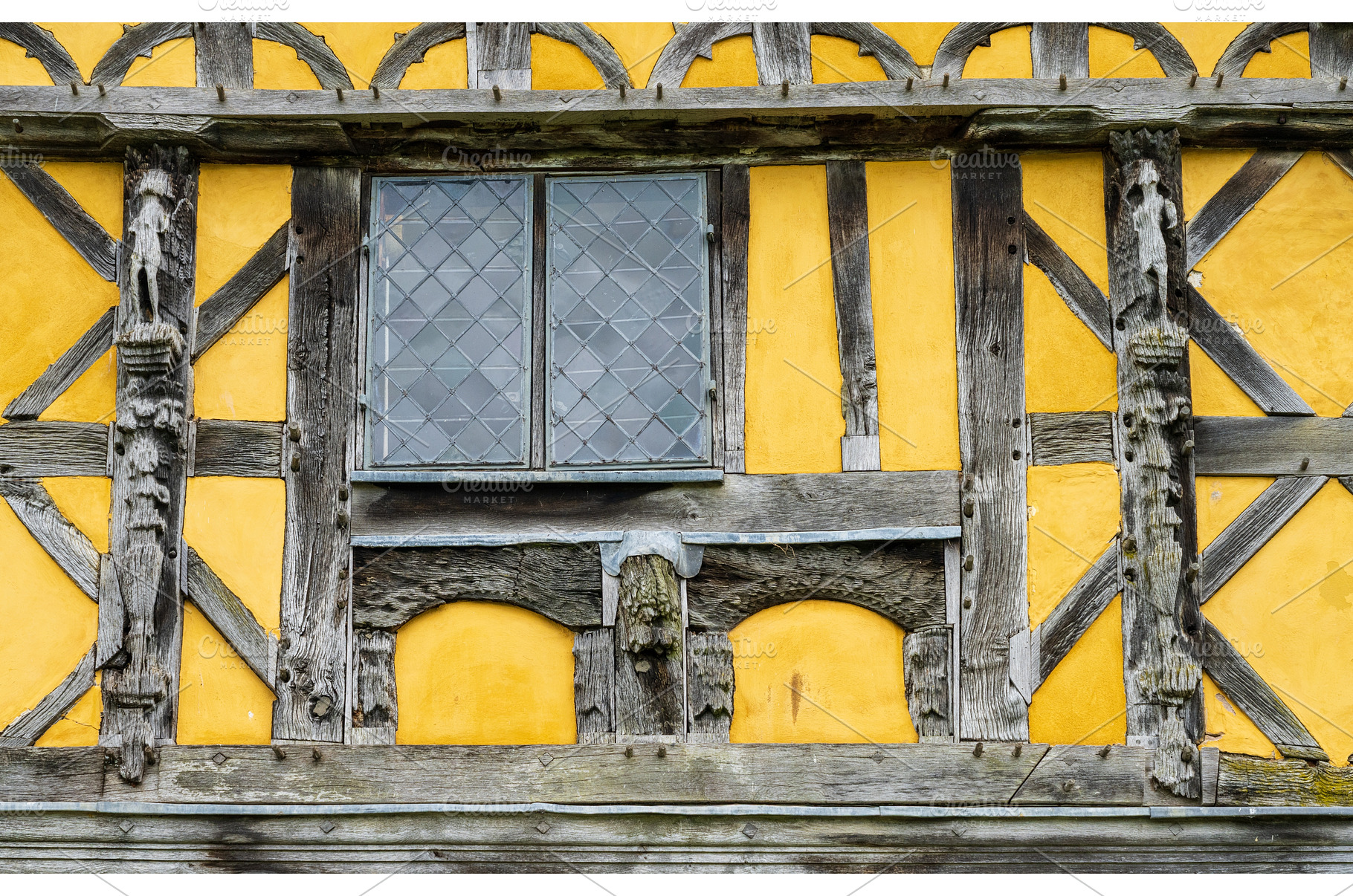 Detail of framing around a window of, an Architecture Photo by Backyard Stock