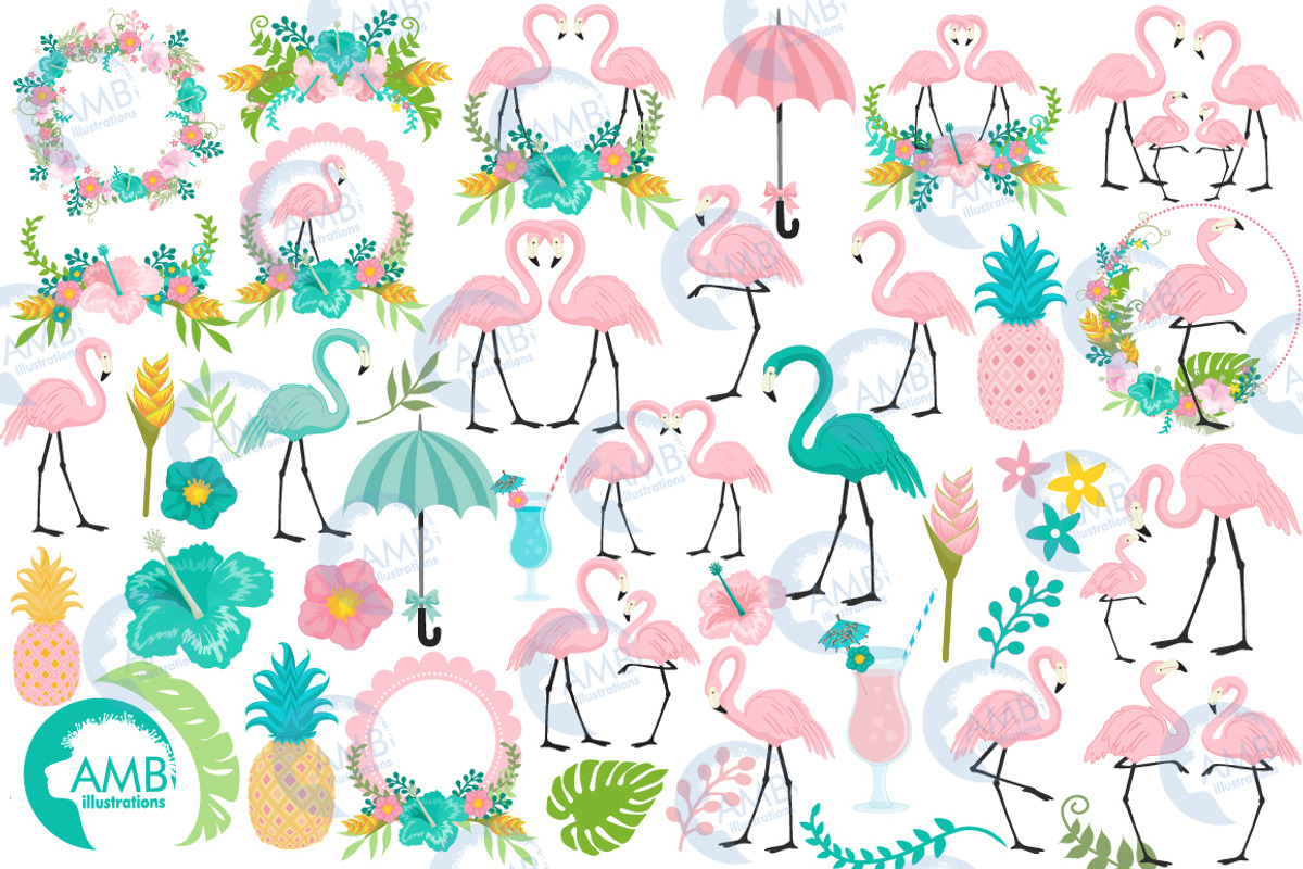 Tropical Flamingos AMB-2618, an Illustration by AMBillustrations (Photo 4 of 5)