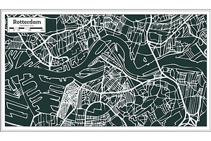 Rotterdam Map In Retro Style.