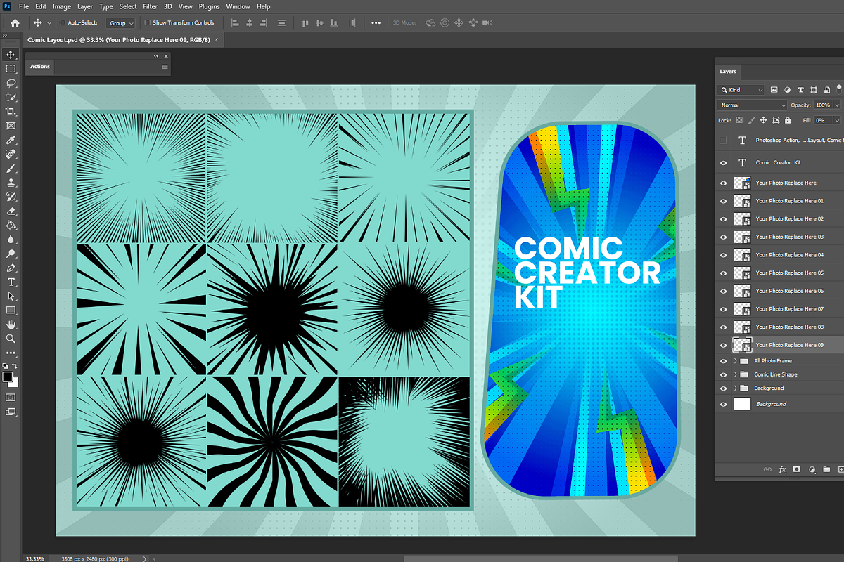 Comic Creator Kit Photoshop Action, an Action Add-On by MRI STUDIO (Photo 17 of 20)