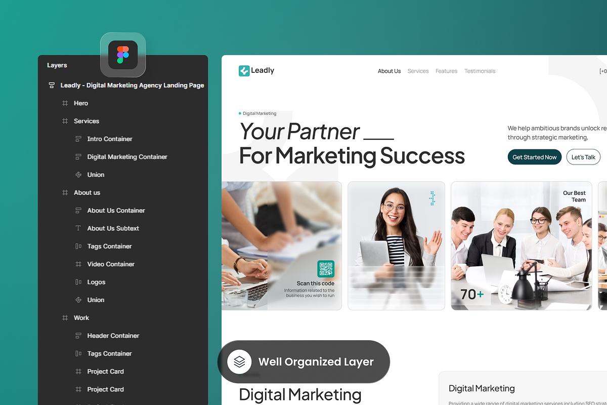 Leadly - Digital Marketing Agency, a Landing Page Template by SLAB! Design (Photo 2 of 4)