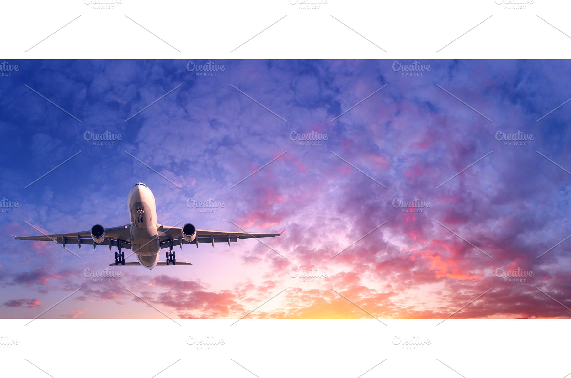 Commercial passenger airplane taking, a Transportation Photo by den-belitsky