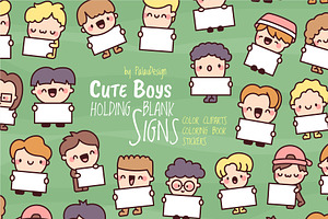 Cute Boys Signs, a Person Illustration by Palau
