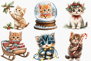 Cute Christmas Kitten Clipart, an Illustration by Canvas Craft (Thumbnail 2 of 7)