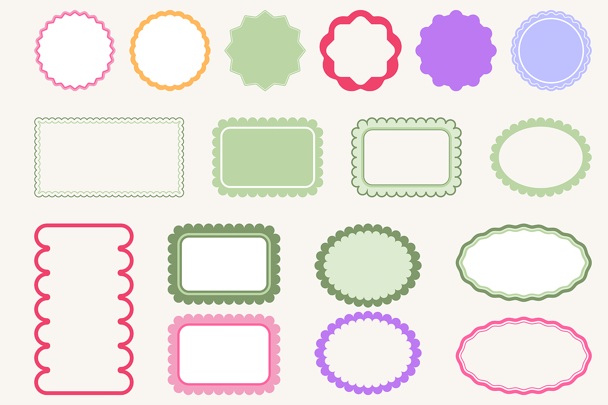 Scallop Wavy Frame Vector Bundle, a Decorative Illustration by Kusumaillustration (Photo 11 of 15)