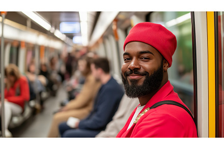 Smiling African male in red outfit, a Person Photo by Lermont51