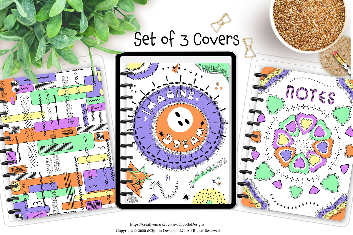 Imagine & Dream Digi Planner Covers, a Stationery Template by dCipollo Designs (Photo 1 of 6)