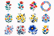 Watercolor Colorful Folk Floral Clip, an Illustration by DreamArtGraphic (Thumbnail 2 of 8)