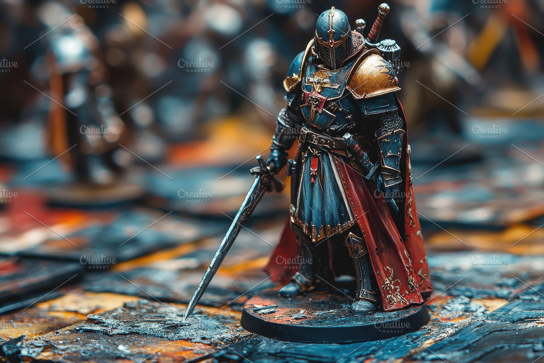 Miniature knight stands ready for ba, a Photo by Tanuart