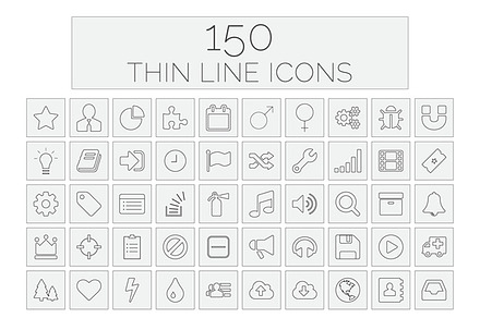 150 Thin Line Icons