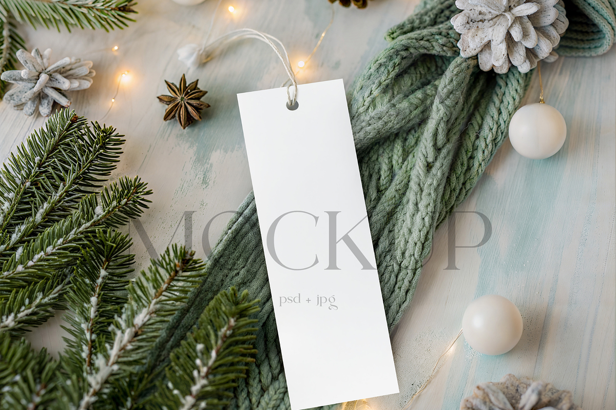Cozy Christmas Bookmark Mockup, a Product Mockup by TatiMockup (Photo 1 of 4)