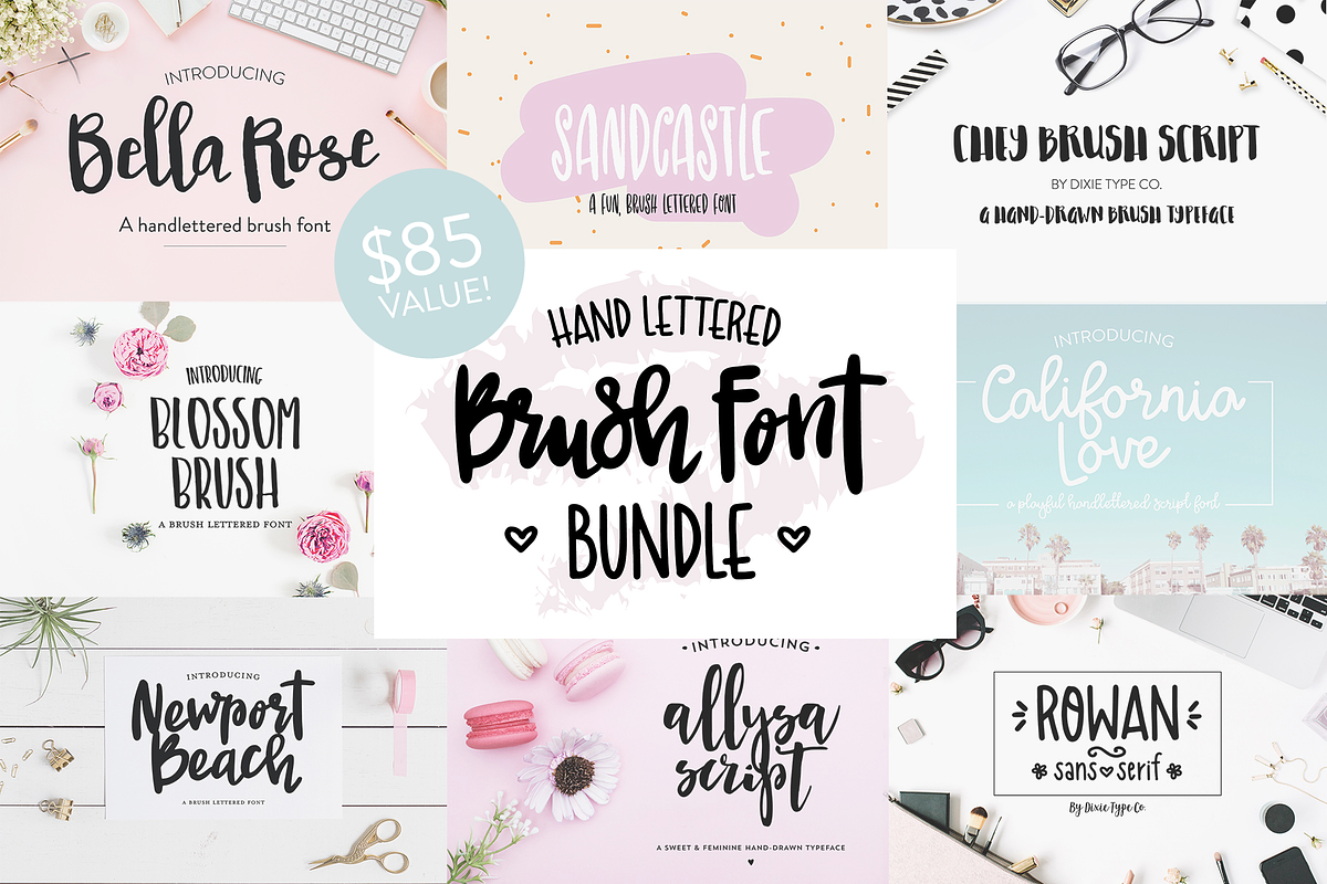 70% OFF Hand Lettered Brush Font Set