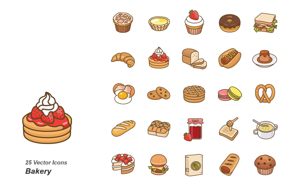 Bakery color vector icons, an Icon by Jisun Park