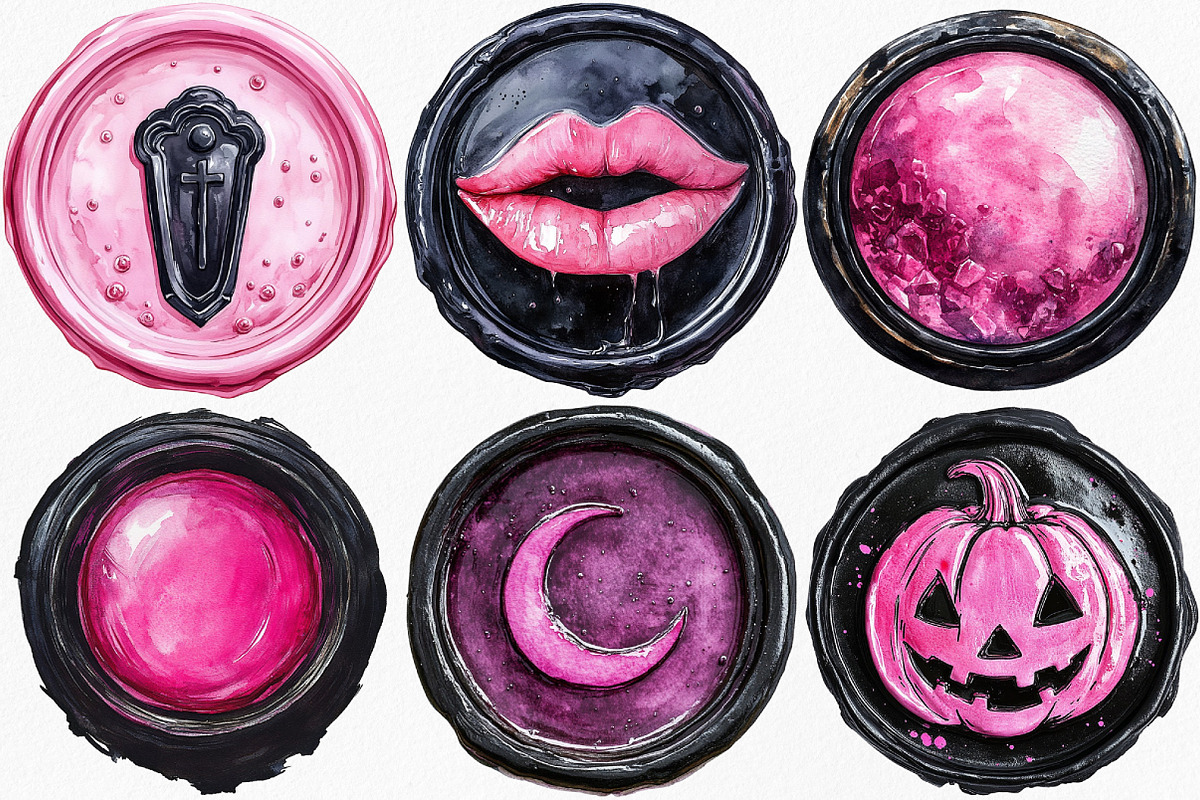 Halloween Black Pink Wax Seal, an Illustration by Canvas Craft (Photo 4 of 8)