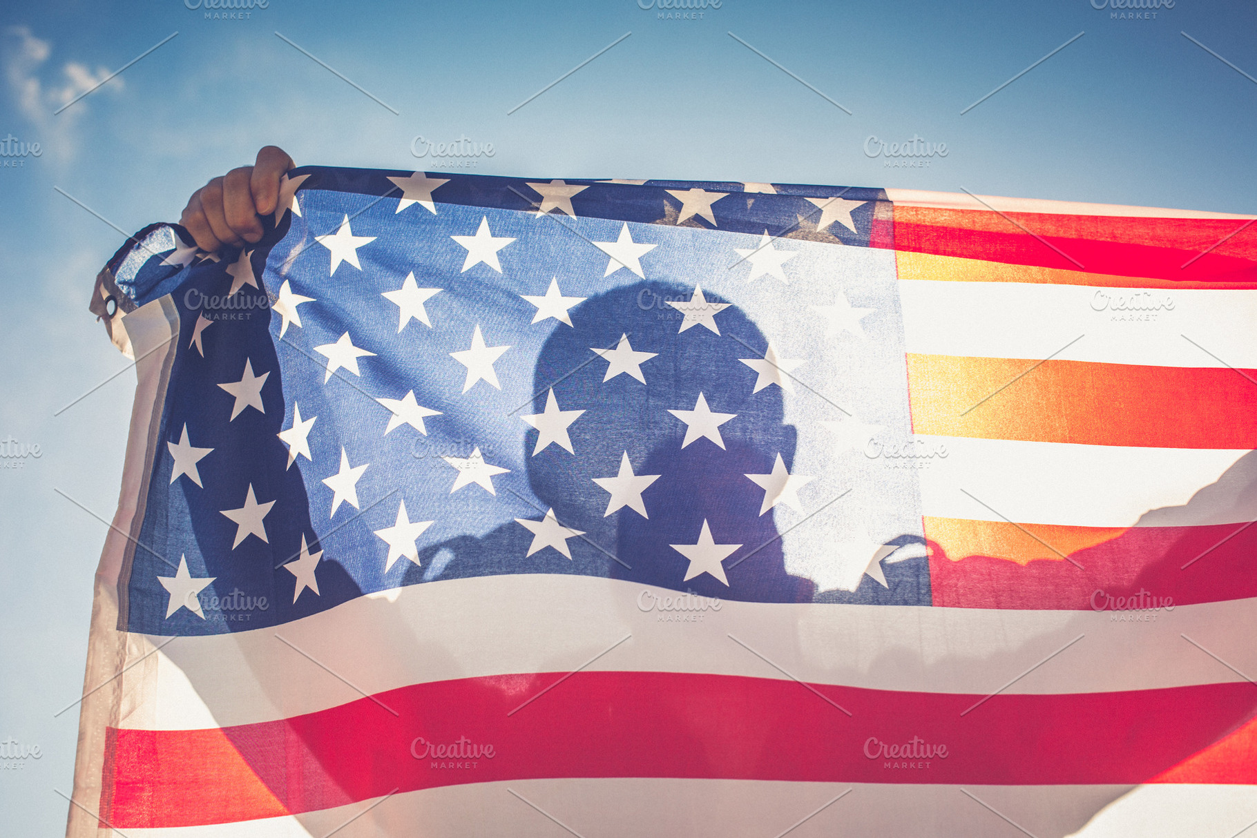 Man with american flag containing flag, american, and caucasian, a Person Photo by 135pixels