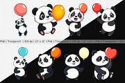 Balloon Panda Clipart, a Graphic by Artnoy (Thumbnail 2 of 5)