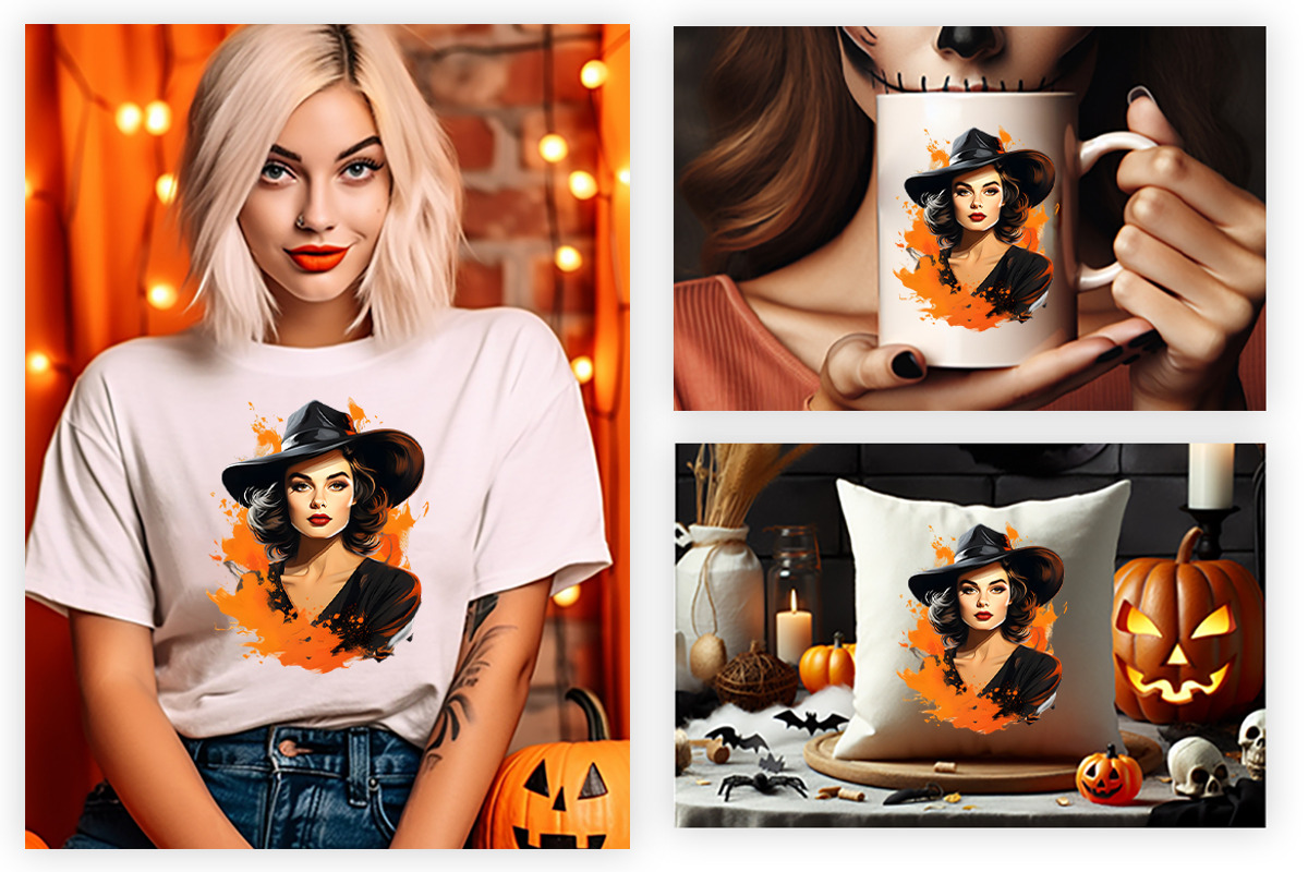 Halloween Retro Lady Clipart Bundle, a Seasonal Illustration by Creative Arslan (Photo 4 of 7)