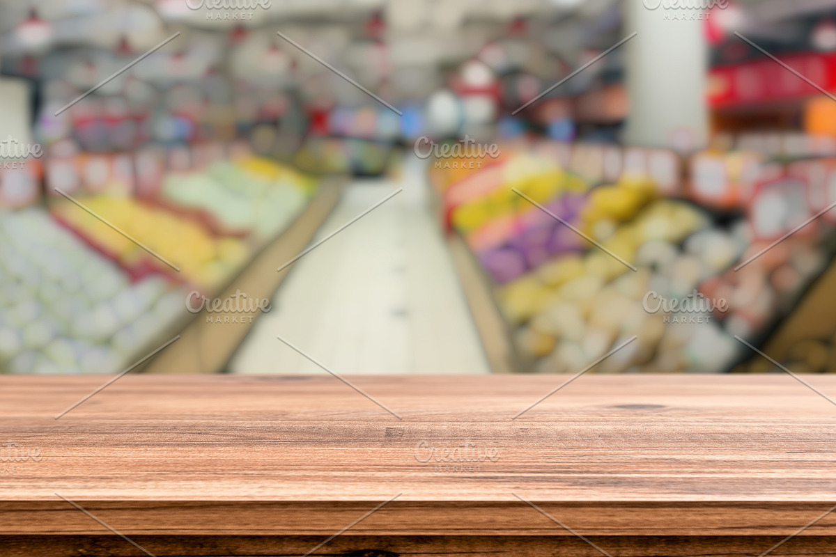 Grocery Store Shelves with Wooden Ta, a Food & Drink Photo by idea_design (Photo 7 of 10)