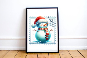 Christmas Snowman Postage Stamps Cli