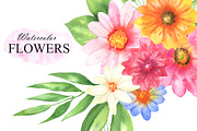 Watercolor colorful flowers clipart, an Illustration by OlDm_Shop (Thumbnail 3 of 6)