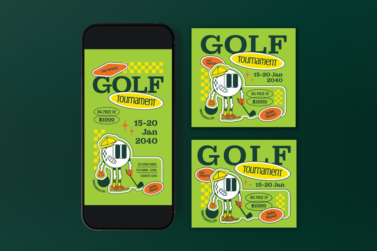 Green Golf Tournament Flyer Set, a Flyer Template by graphicook (Photo 3 of 3)