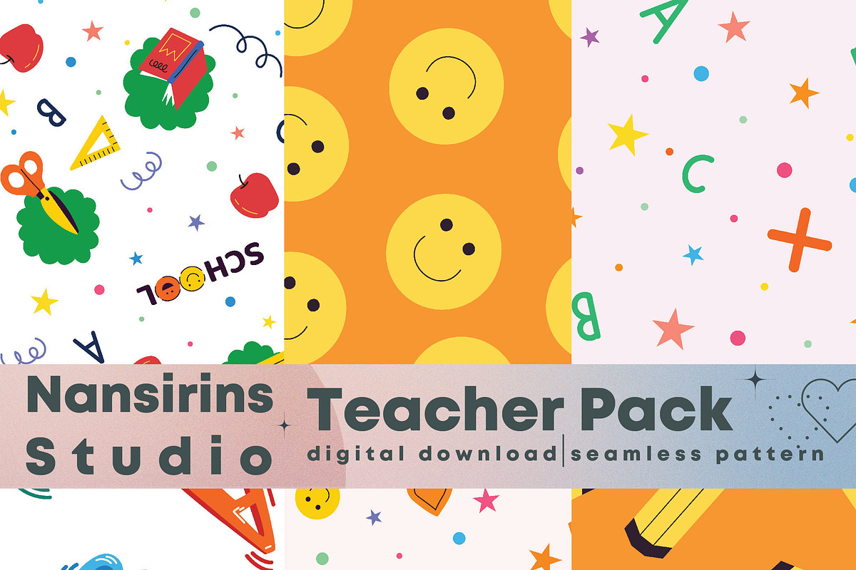 Teacher Seamless Pattern Set, a Pattern Graphic by Nansirins Studio (Photo 1 of 9)
