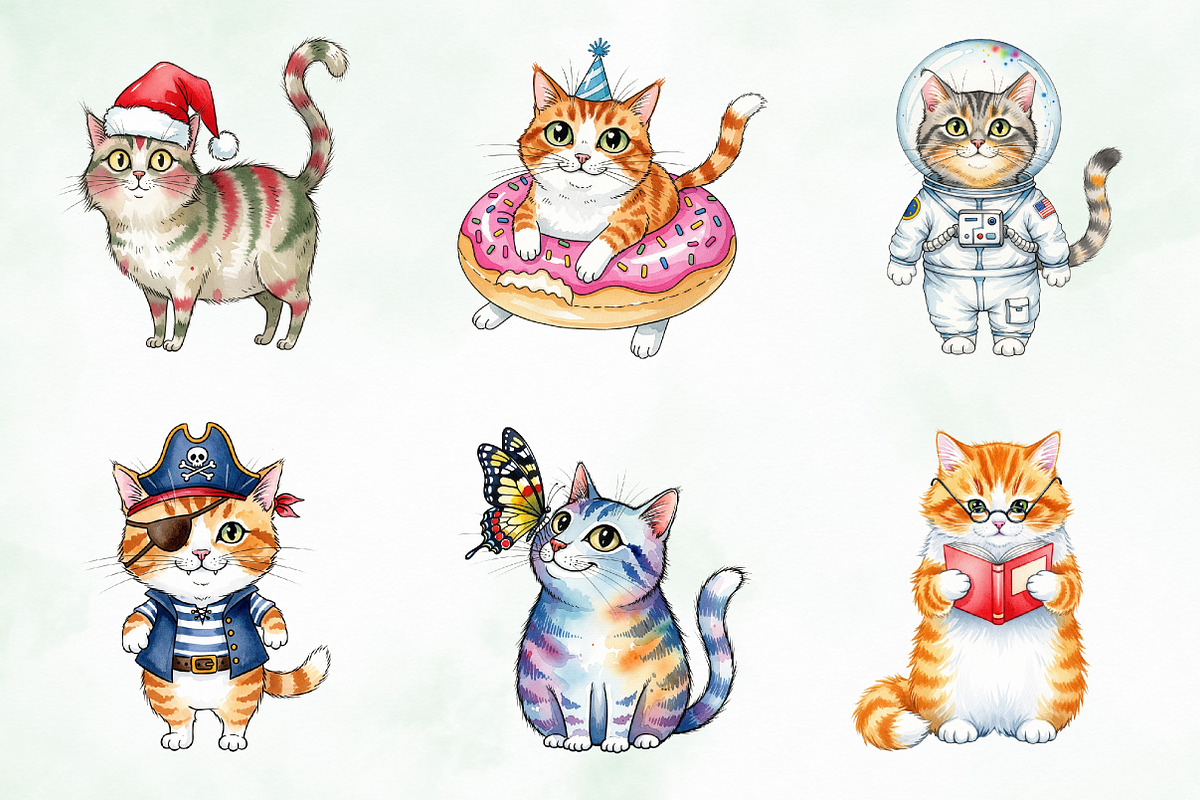 Quirky Cats Sublimation Clipart, an Illustration by Creative Art (Photo 7 of 9)