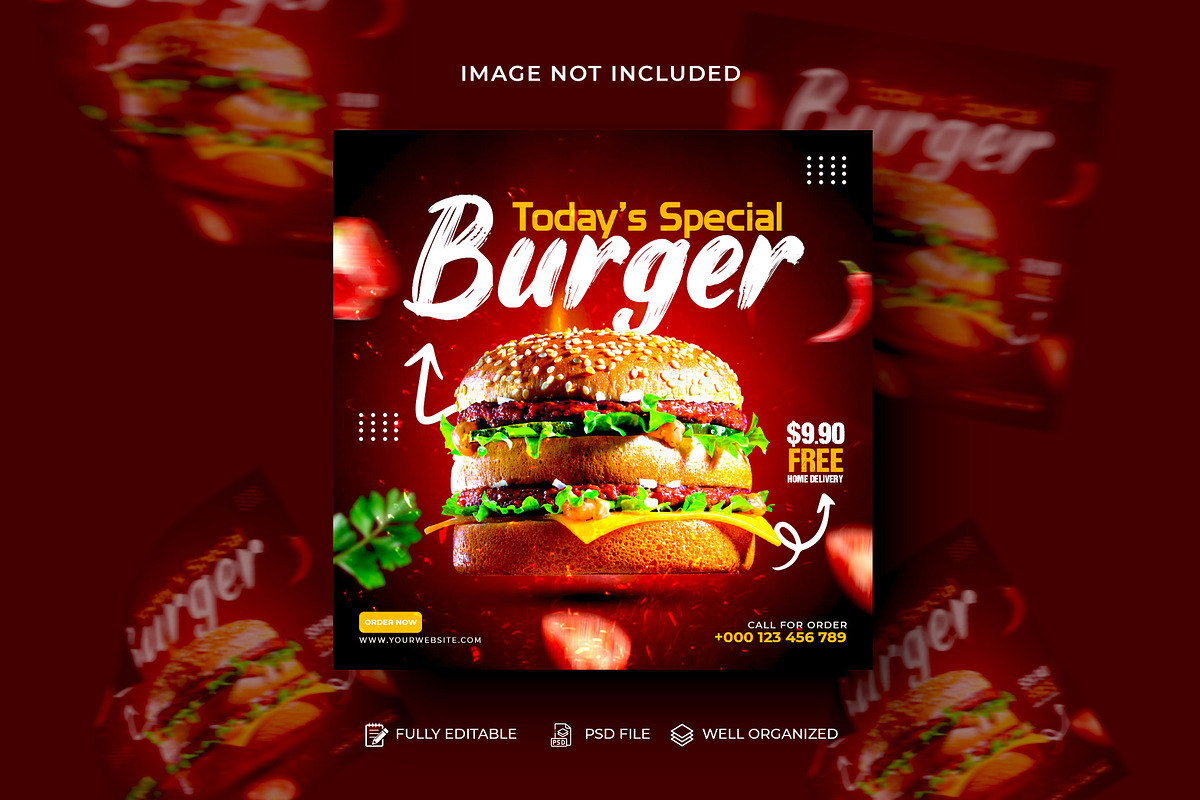 Food Social Media Post Design Bundle, a Social Media Template by Design Fly (Photo 16 of 16)