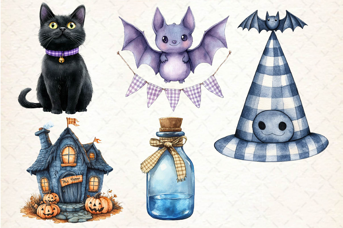 Gingham Halloween Clipart, an Illustration by Dream Creation (Photo 7 of 7)