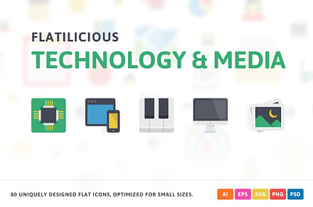 Technology & Media Flat Icons