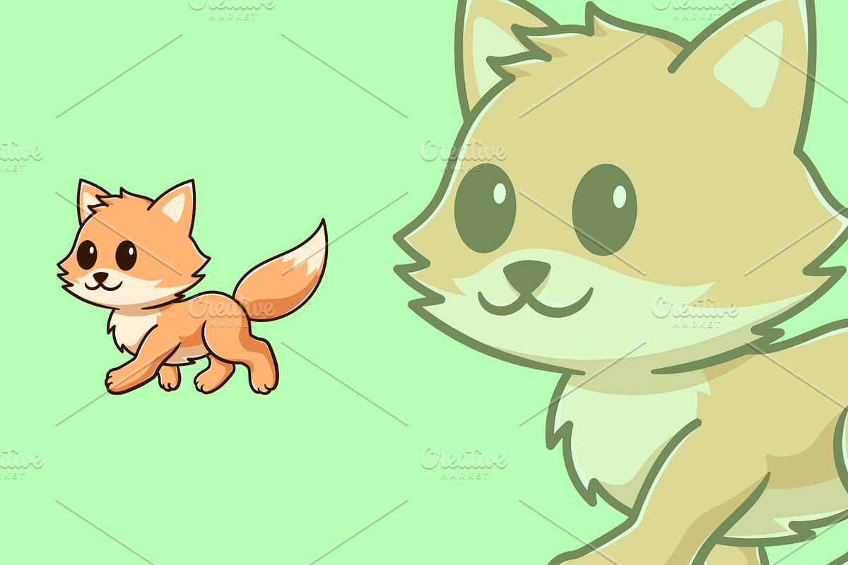 cute fox walking cartoon, an Animal Illustration by garistipis (Photo 1 of 2)