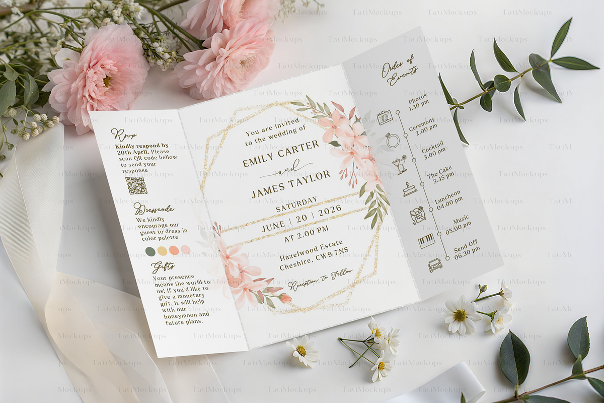 Gatefold Invitation Mockup, Folded, a Mockup by TatiMockup (Photo 4 of 4)