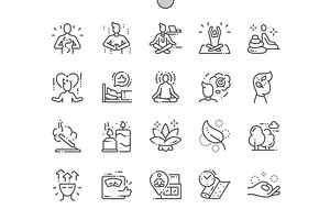 Meditation And Spiritual Line Icons