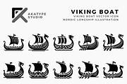 Viking Boat Icon Vector, a Solid Icon by Akatype Studio (Thumbnail 1 of 3)