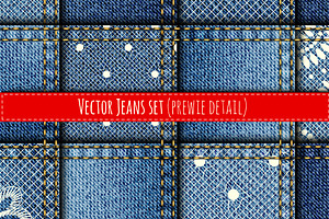 Jeans Set. Vector Patterns.