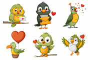 Whimsical Valentine Vogel Clipart, an Illustration by Daily.Designs (Thumbnail 4 of 8)