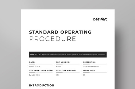 Standard Operating Procedure, SOP, a Stationery Template by DesVert