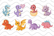 Cute Dinosaur Clipart Bundle, an Animal Illustration by maryamdesignarts (Thumbnail 3 of 10)
