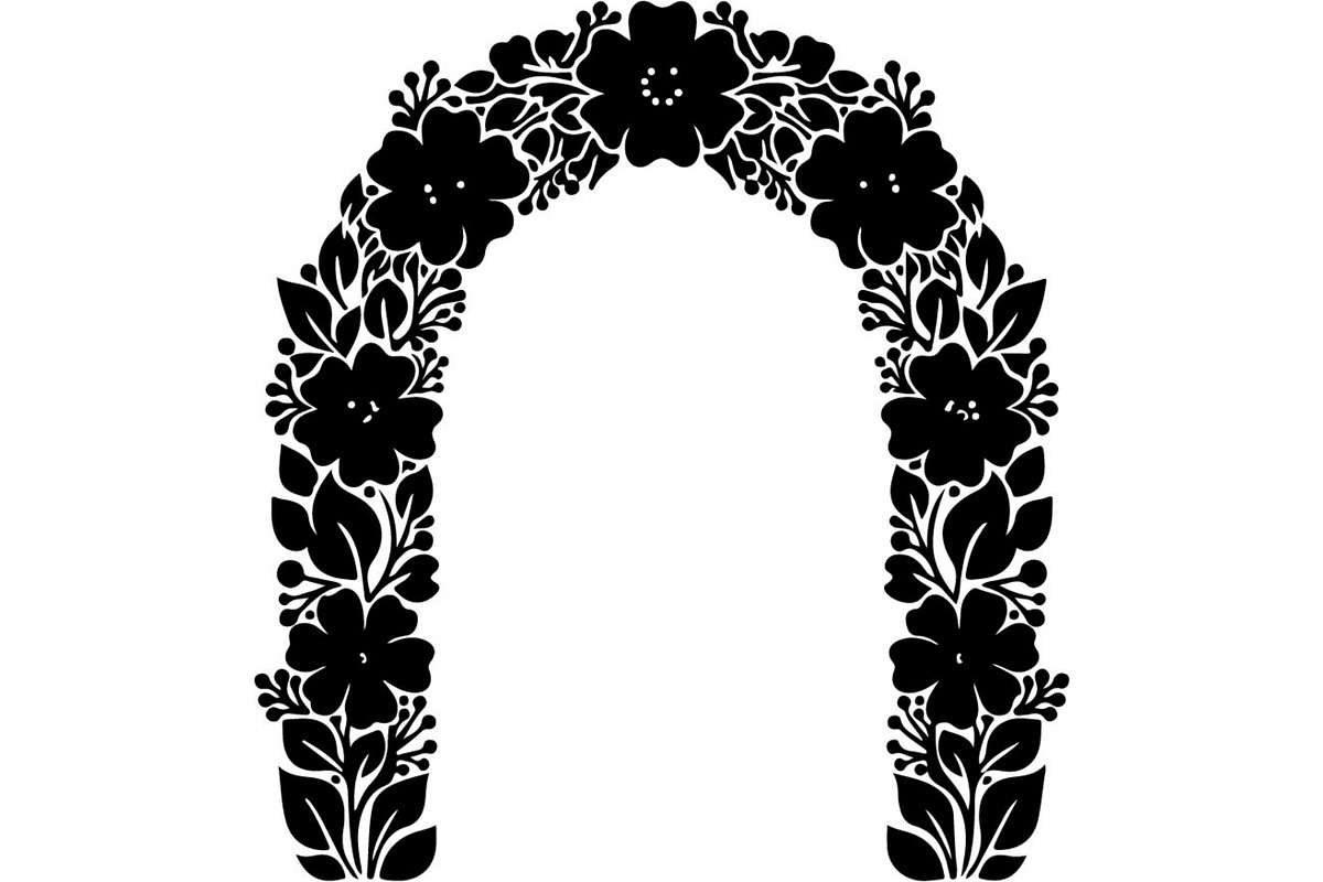 Floral Heart Circle WreathBlack Set, a Seasonal Illustration by Designer_Momina (Photo 5 of 18)