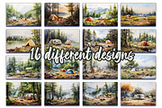 CAMPING WATERCOLOR LANDSCAPES, a Background Graphic by CrittersHub (Thumbnail 2 of 4)