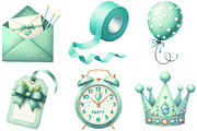 Mint Green Birthday Clipart Bundle, an Illustration by Daily.Designs (Thumbnail 2 of 5)