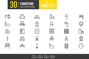 UXIcons Design: 30 Furniture icons