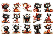 Halloween Cat PNG Clipart Bundle, a Seasonal Illustration by Nicolle's Colorful Art (Thumbnail 4 of 5)
